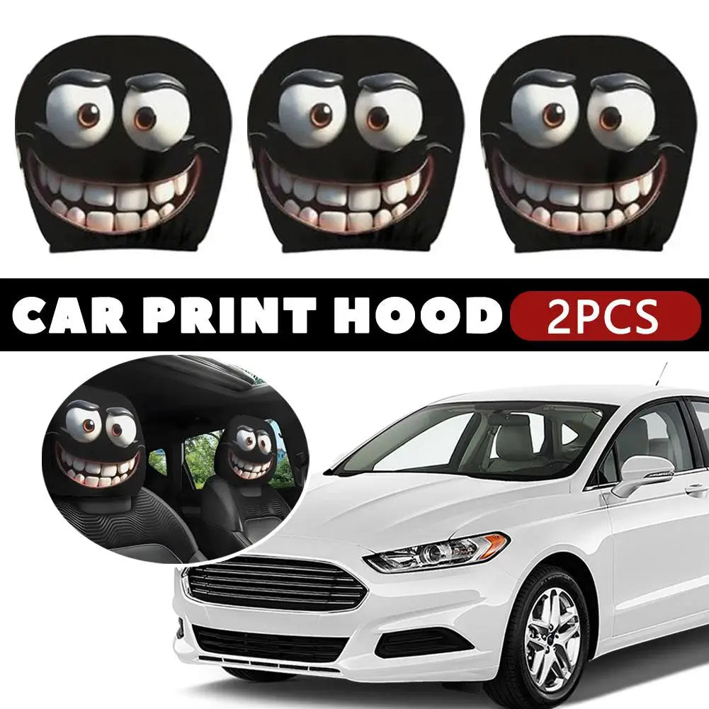 2 Stück Smiley-Gesicht Bedruckte Auto-Kissenbezüge Weich Bequem Dekorative Kissenhülle Auto-Sitz Kopfstütze Waschbar Polyester-Stoff