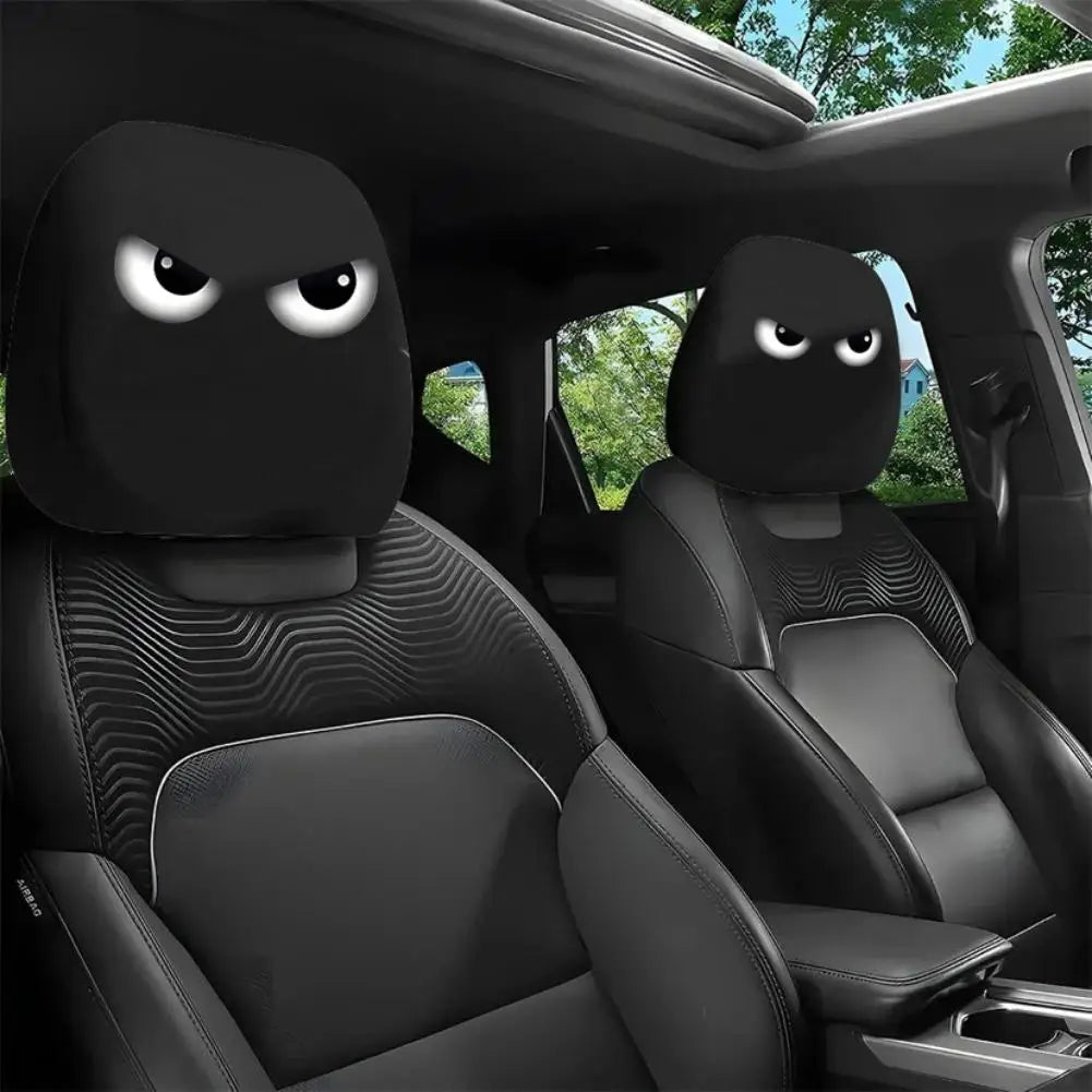 2 Stück Smiley-Gesicht Bedruckte Auto-Kissenbezüge Weich Bequem Dekorative Kissenhülle Auto-Sitz Kopfstütze Waschbar Polyester-Stoff
