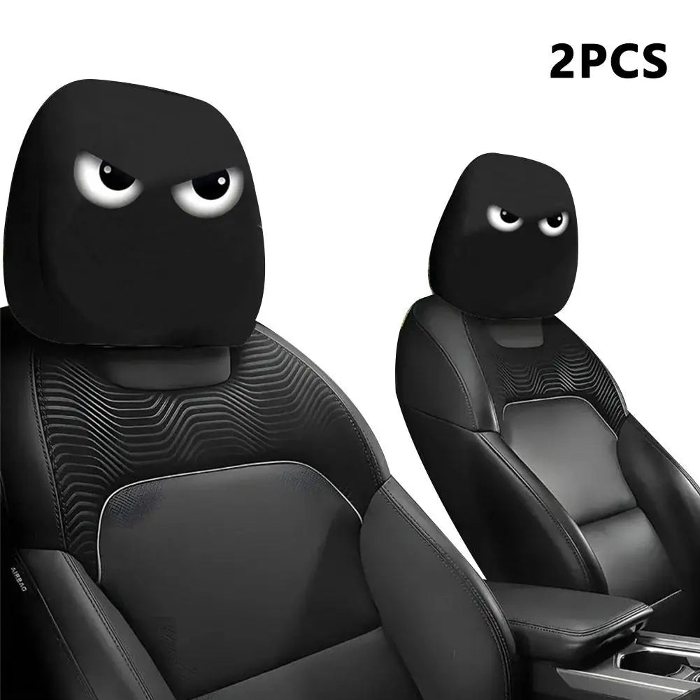 2 Stück Smiley-Gesicht Bedruckte Auto-Kissenbezüge Weich Bequem Dekorative Kissenhülle Auto-Sitz Kopfstütze Waschbar Polyester-Stoff