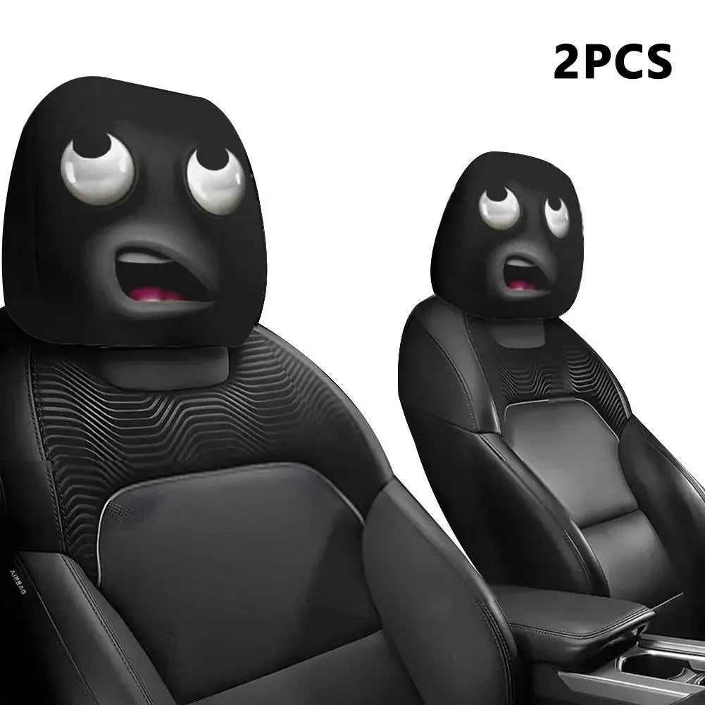 2 Stück Smiley-Gesicht Bedruckte Auto-Kissenbezüge Weich Bequem Dekorative Kissenhülle Auto-Sitz Kopfstütze Waschbar Polyester-Stoff