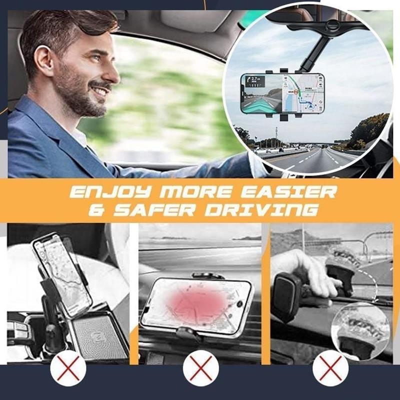 Auto-Rückspiegel Handyhalterung - 360° Drehbar und Ausziehbar