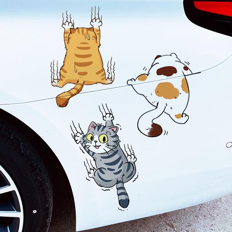 Personalisierte Katzen-Cartoon Auto-Scheibenwischer Abdeckung Aufkleber Set
